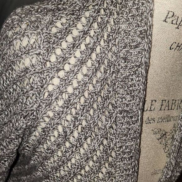 Eileen Fisher Womens Heathered Gray Open Front Cardigan Sweater Medium - Picture 3 of 5